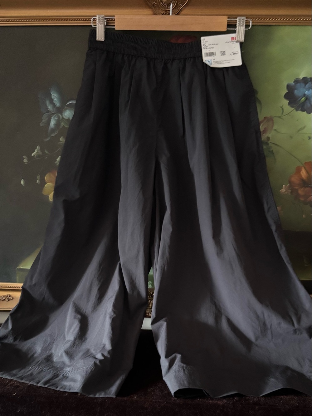 NWT Uniqlo Women Nylon Culottes Wide-Leg Pants black size XS